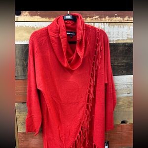 Cowl Neck Fringe Sweater